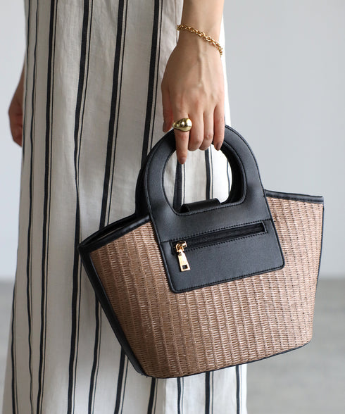 エコレザーかごハンドバッグ 12-1093